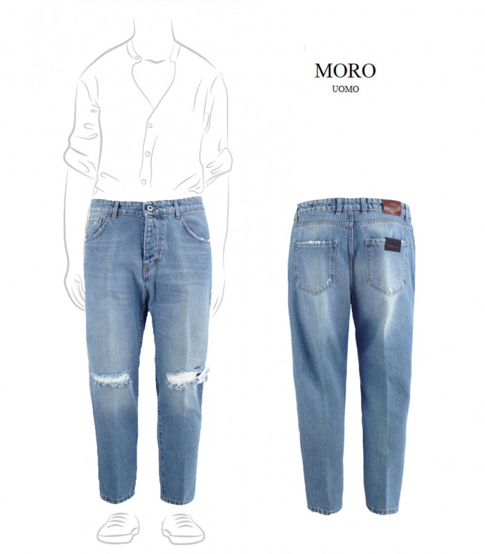 MJ108 - Jeans Denim 5 Tasche Low Crotch con Rotture